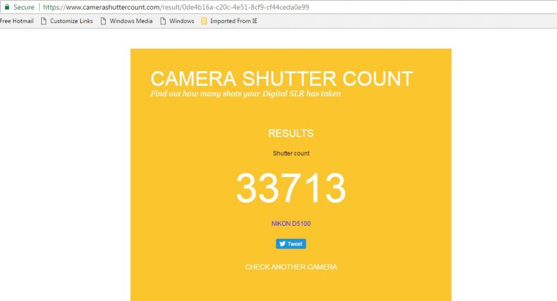 how to use exiftool to find shutter count